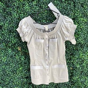 Beautiful silver blouse with off shoulder option